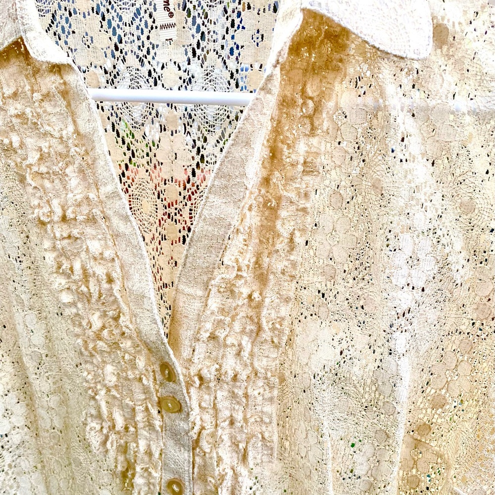 Lace button down with ruffles